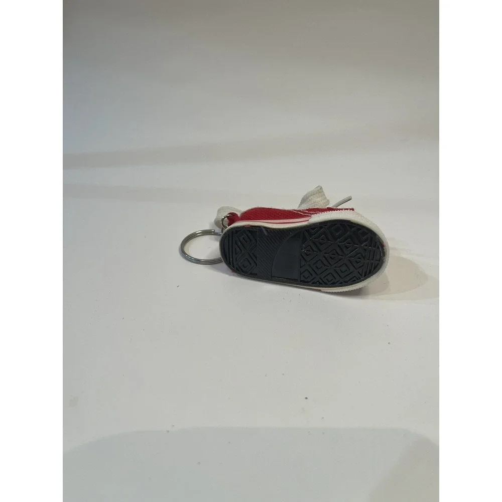 Sneaker Keychain Key Ring High Top Canvas Red And White Gym Basketball